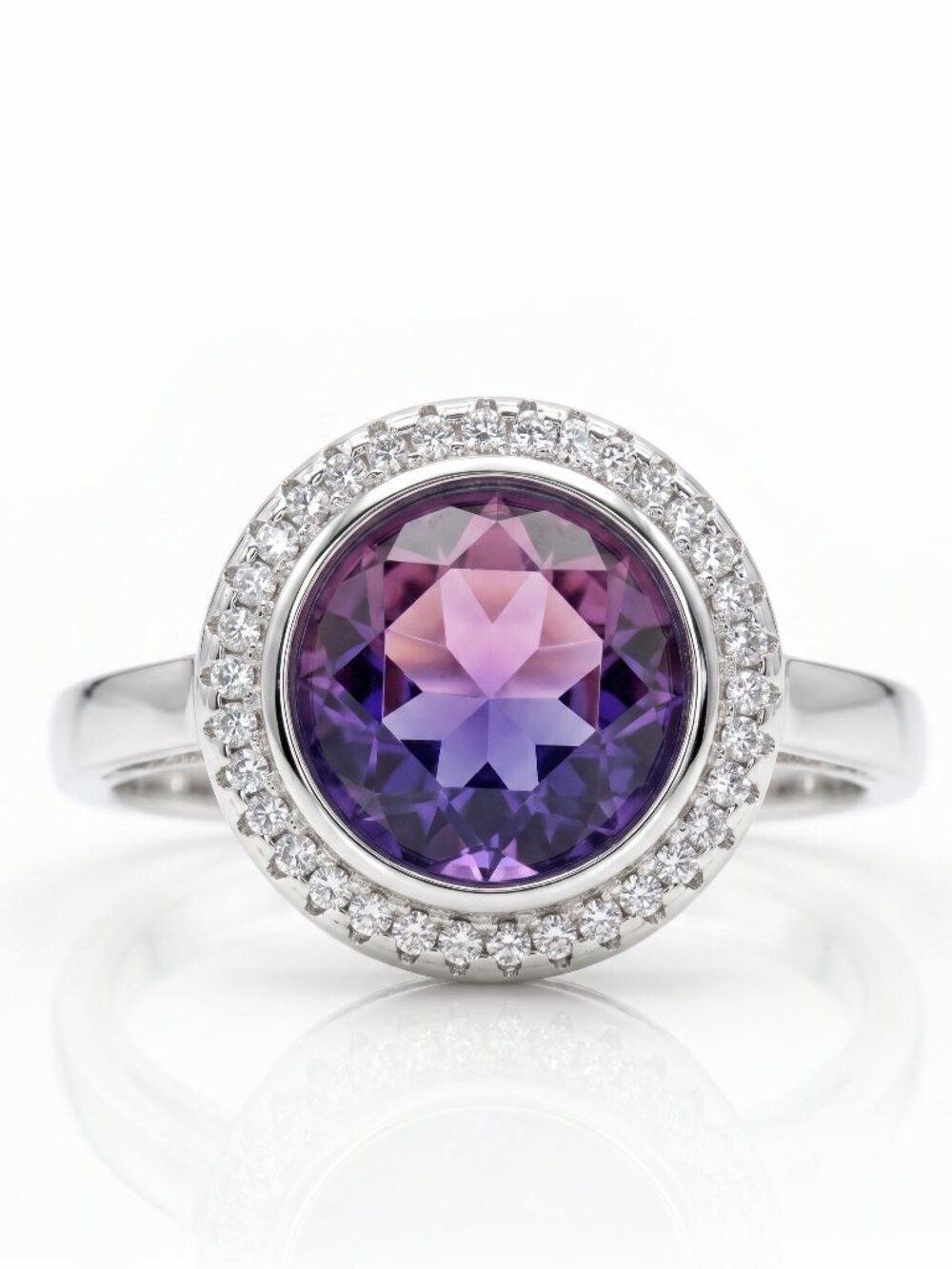 Pink & Purple Round Gemstone Ring, real 925 Sterling Silver Charmed Aroma Size